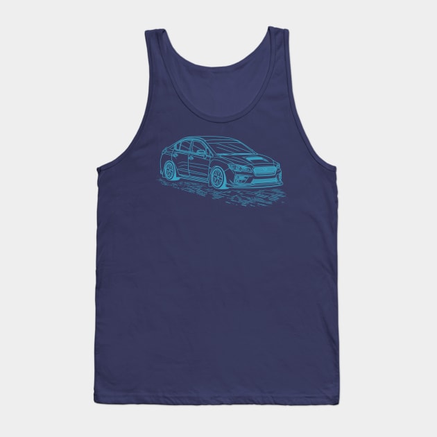 Subie Impreza WRX Evoeye Lineart Blueprint Tank Top by Guyvit